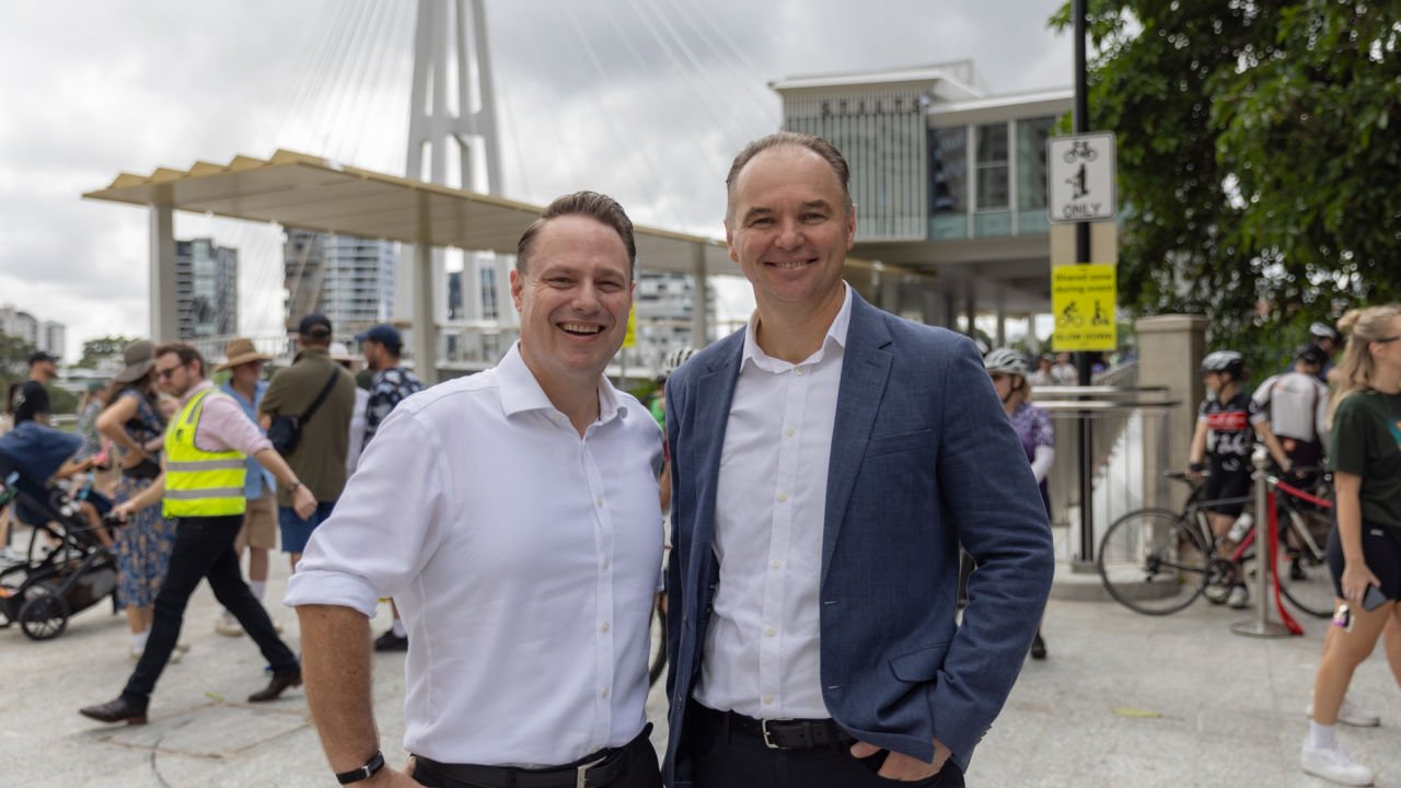 Lord Mayor of Brisbane Adrian Schrinner and BESIX Watpac CEO Mark Baker
